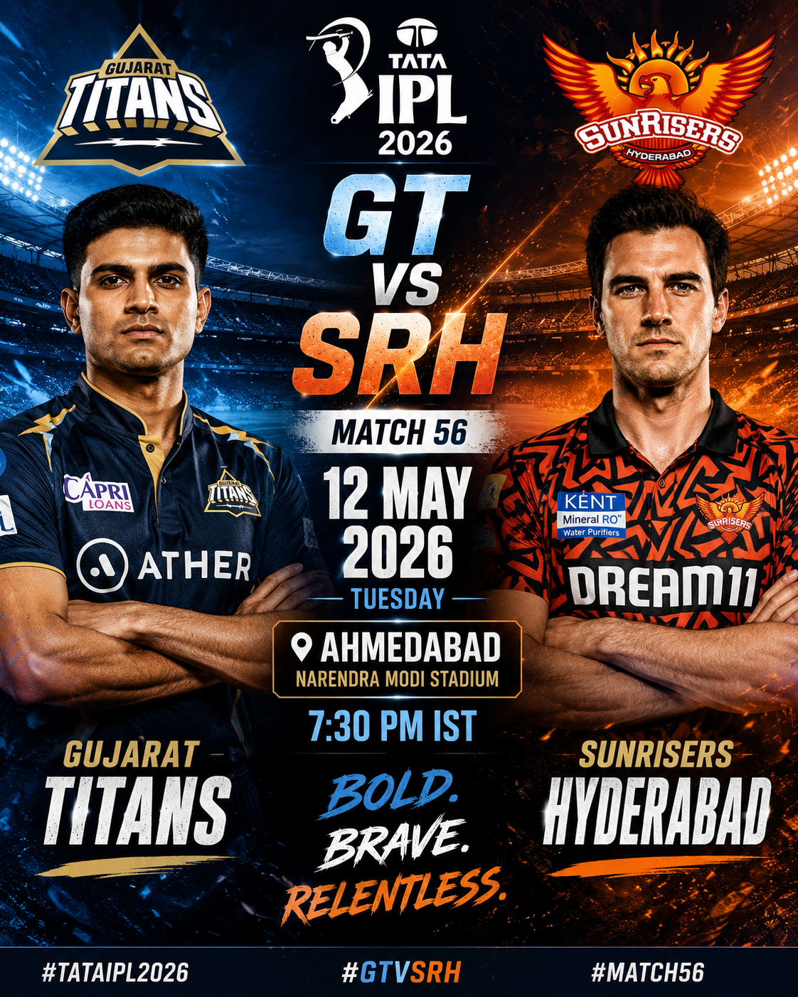 GT vs SRH, IPL 2026, 12th May : Gujarat Titans Crush Sunrisers Hyderabad and stormed to the top of the points table .