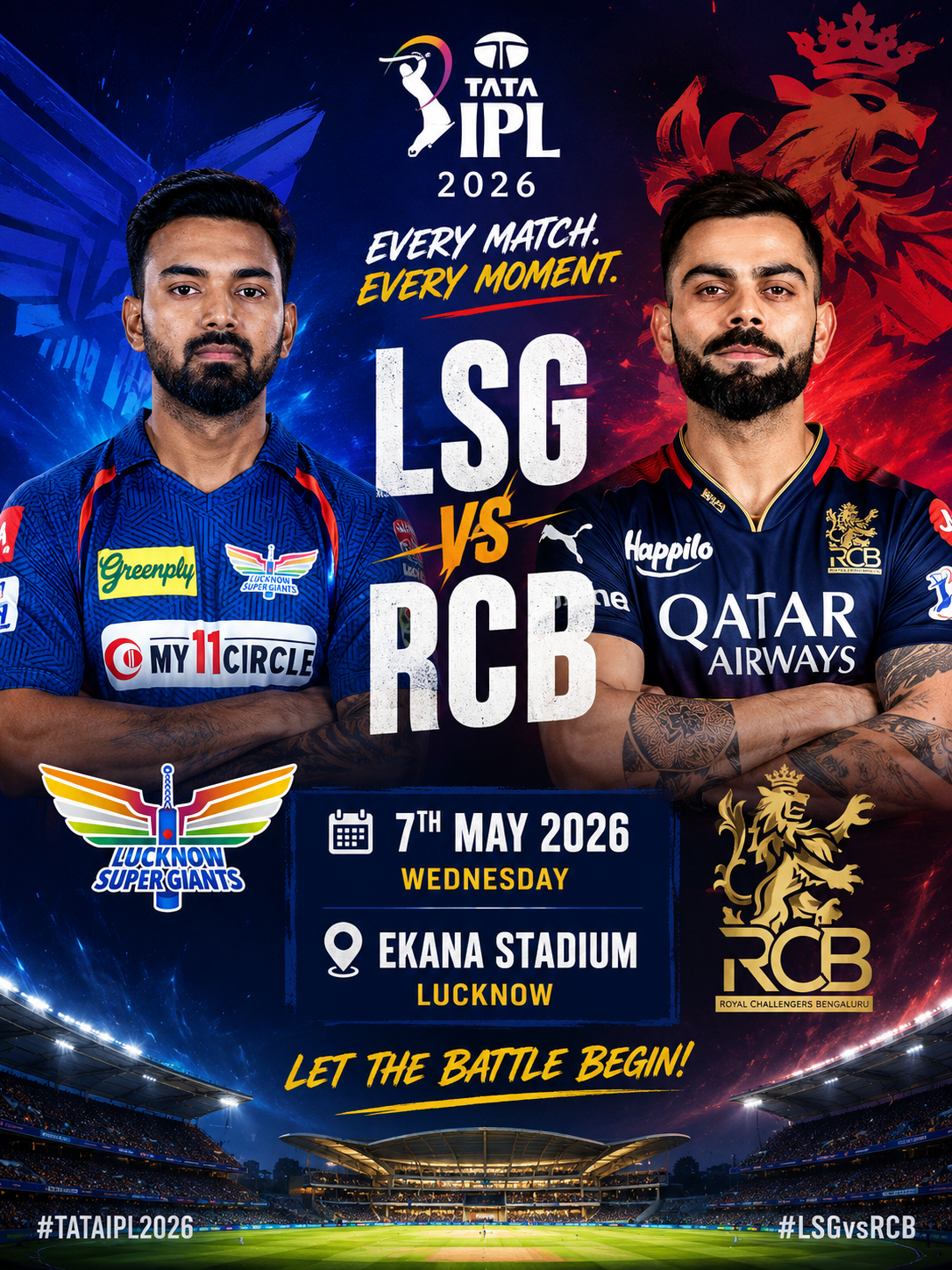 LSG vs RCB- IPL 2026 7th May- Lucknow stay alive, upset  Bengaluru in Run-fest at Ekana.