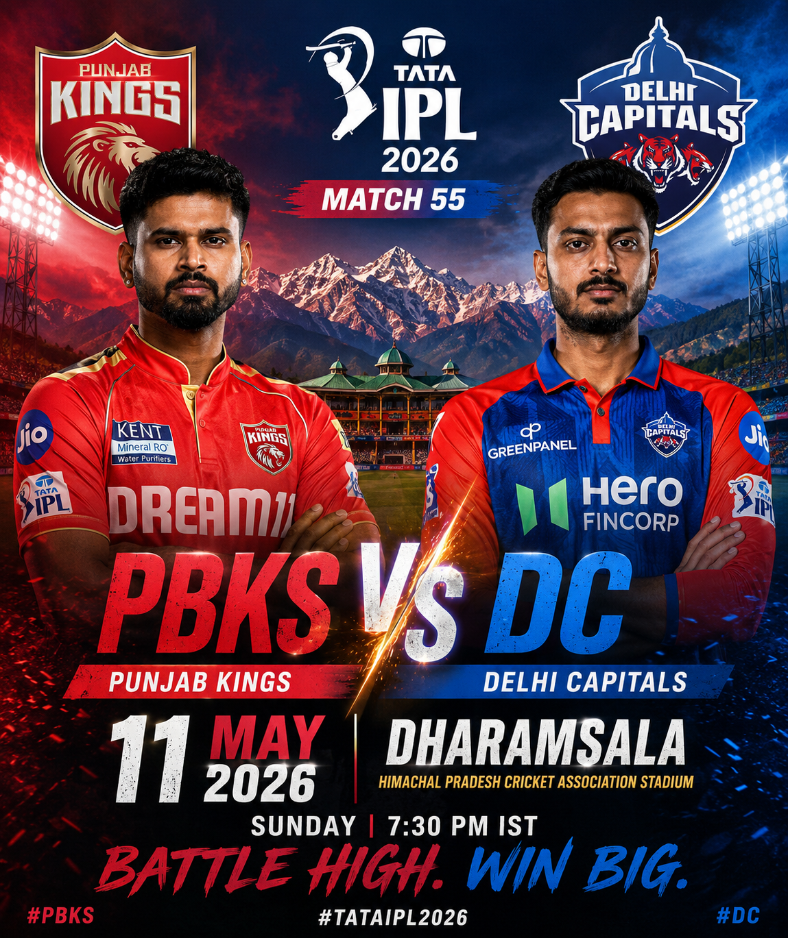 PBKS vs DC, IPL 2026, 11th May : Delhi Capitals Chase 211 in Dharamsala Run-Fest and keep alive in the playoff race .