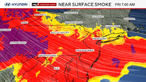 Maps show wildfire smoke forecast as air quality worsens in Philadelphia region