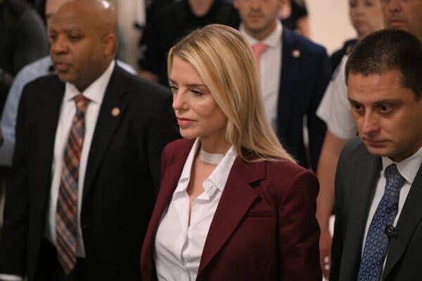 Bondi, Pressed Over Epstein Files, Places Responsibility on Blanche and Patel