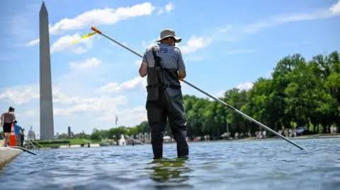 After Trump inspects Reflecting Pool, he says repair work will begin 'immediately'