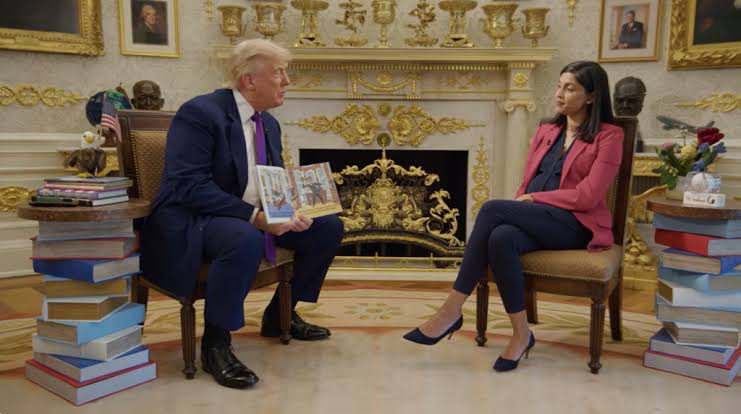 Trump reads a children's book on second lady Usha Vance's podcast, then riffs on past presidents and himself
