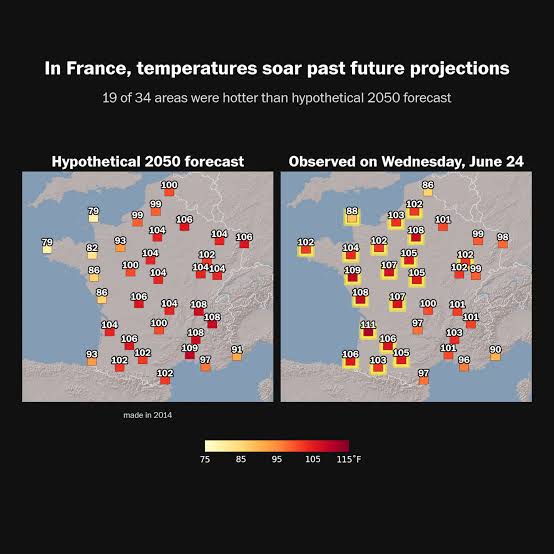 France’s heat this week was worse than a dire scenario imagined for 2050