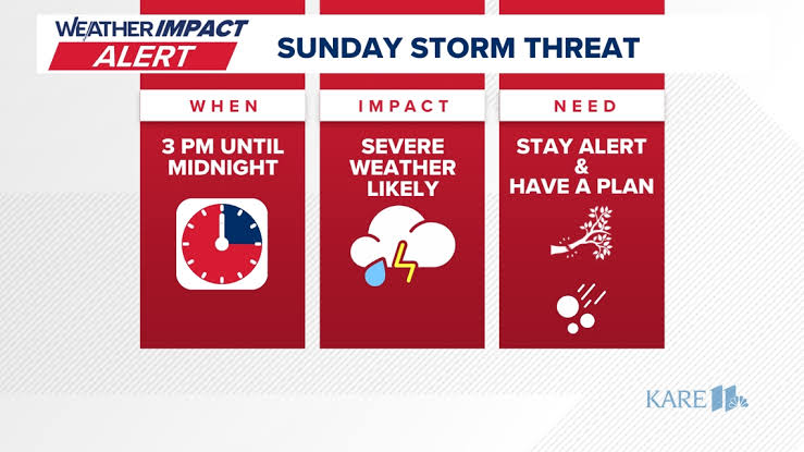 Weather Impact Alert issued for Sunday evening, night