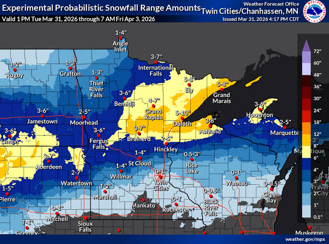 Winter storm watches, advisories across Minnesota Wednesday night through Thursday