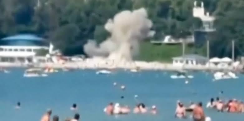 Video shows moment drone burst into fireball on Russian beach