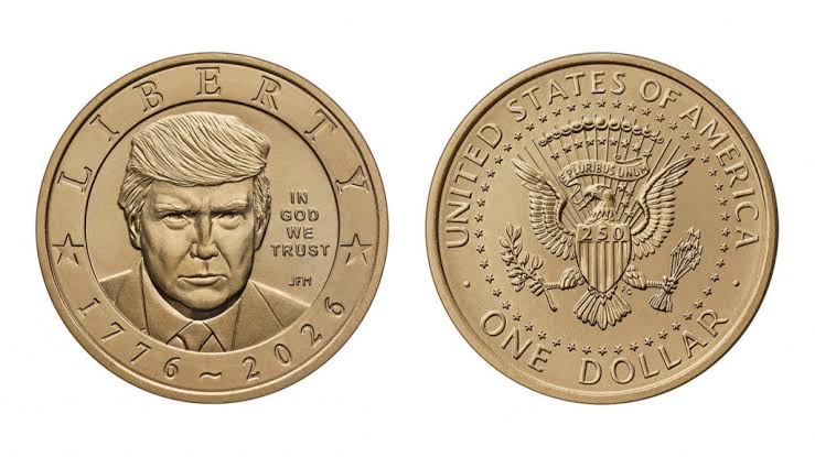 U.S. Mint produces a $1 coin bearing Trump's face to help celebrate America's 250th birthday
