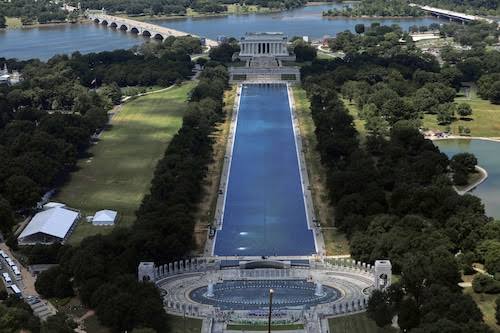 Reflecting Pool liner cut with knife or razor, National Park Service says