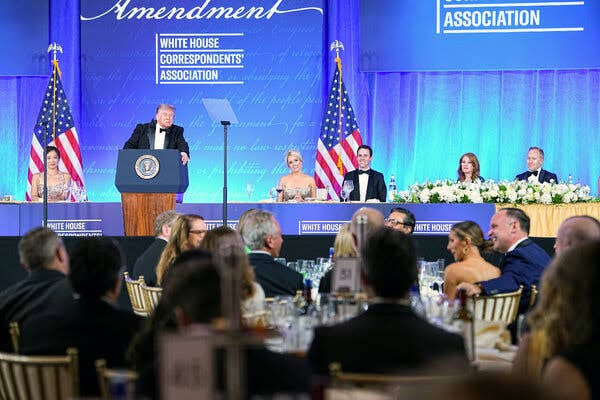 Trump Administration Live Updates: At Correspondents’ Dinner, a Rambling Trump Hurls Insults