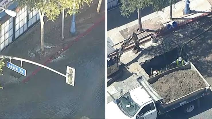 Another water main break floods West Hollywood street