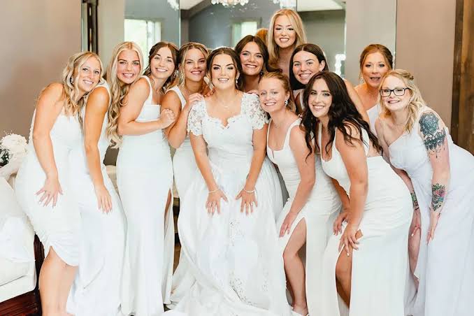 Wedding Guests Left 'Shocked' When Entire Bridal Party Wears Taboo Color to Walk Down the Aisle (Exclusive)