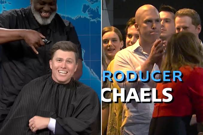 Colin Jost debuts shiny bald head after Michael Che brings out barber in brutal SNL joke swap twist