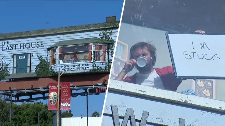 Why a man is living in a billboard on West Hollywood's Sunset Boulevard