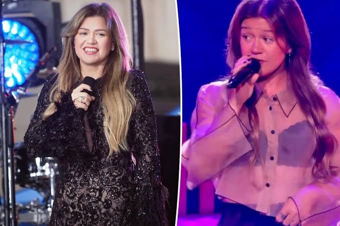 Kelly Clarkson jokes about her 'perfect' boobs while narrowly avoiding wardrobe malfunction