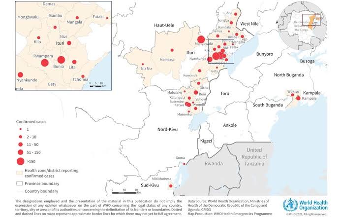 Ebola disease caused by Bundibugyo virus, Democratic Republic of the Congo & Uganda