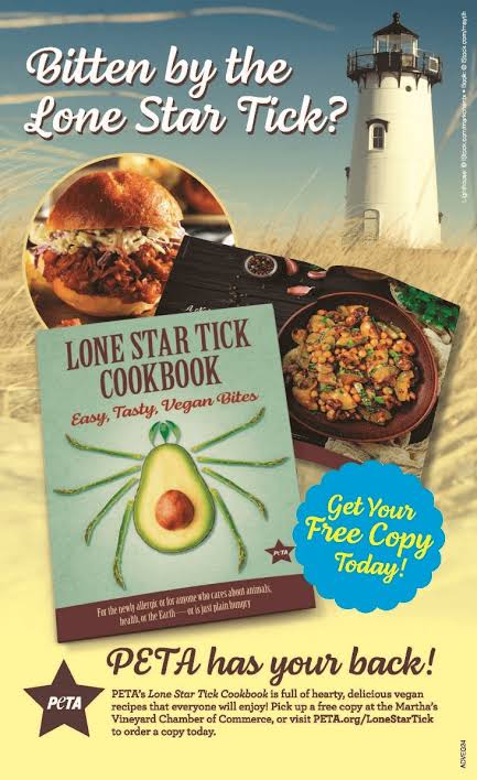 Alpha-Gal Hotspot Martha’s Vineyard Gets a Hand from PETA: Vegan Cookbooks, Free for the Ticking!