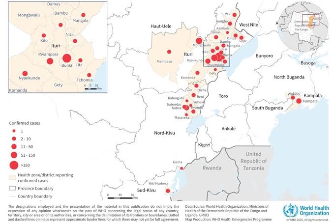 Ebola disease caused by Bundibugyo virus, Democratic Republic of the Congo & Uganda