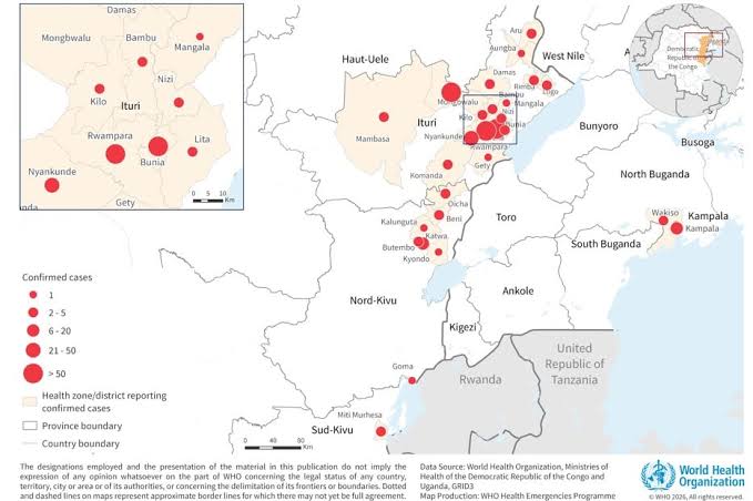 Ebola disease caused by Bundibugyo virus, Democratic Republic of the Congo & Uganda