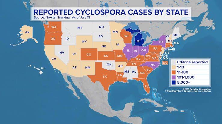 Map: ‘Explosive diarrhea’ parasite outbreak by state