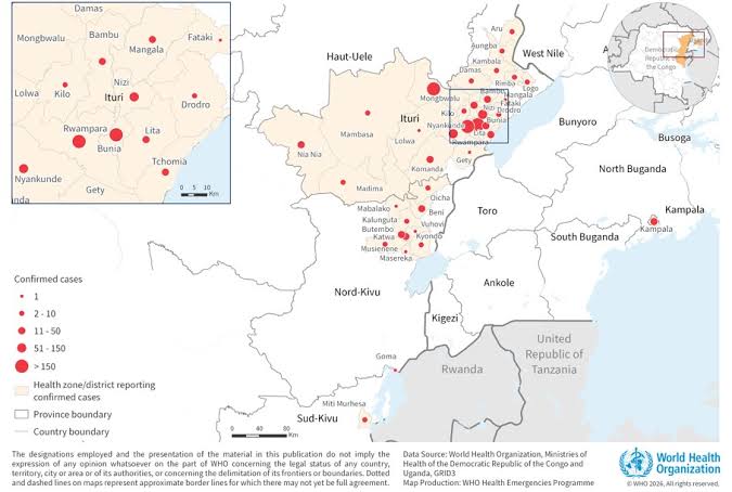 Ebola disease caused by Bundibugyo virus, Democratic Republic of the Congo & Uganda