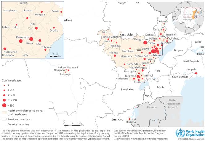 Ebola disease caused by Bundibugyo virus, Democratic Republic of the Congo & Uganda