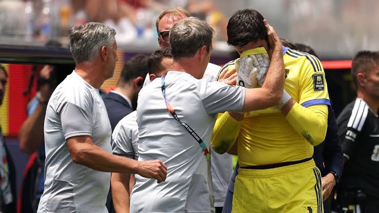 Belgium's Courtois exits with injury before Spain winner