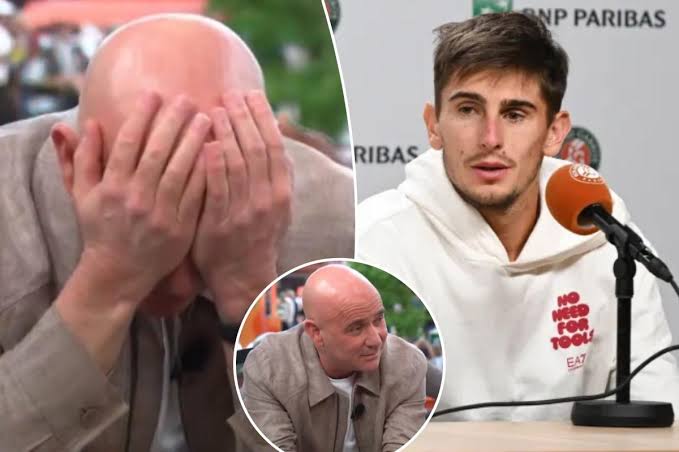Andre Agassi could not contain his disbelief at Matteo Arnaldi’s stunning French Open semifinal withdrawal