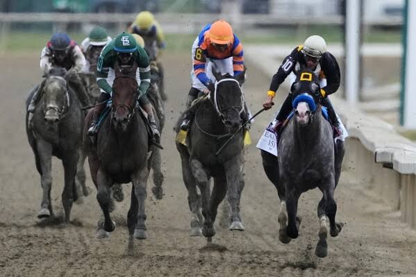 Napoleon Solo holds off Iron Honor by 1 1/4 lengths to win the Preakness at Laurel Park