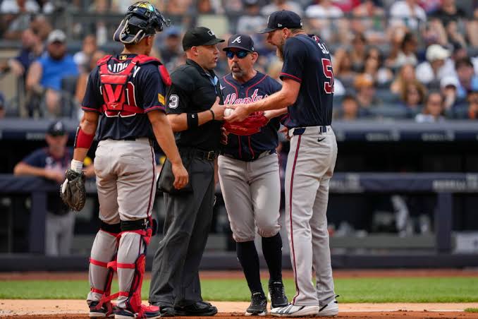 Braves ace Chris Sale ejected by umpire Dan Merzel before start of game against Yankees