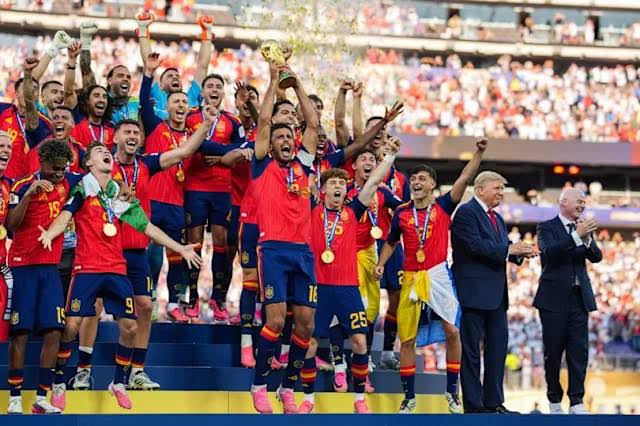 Donald Trump refuses to leave World Cup trophy ceremony as Spain celebrate