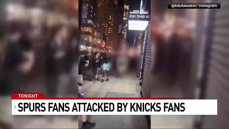 Viral video shows fans attacked after Spurs Finals Game 3 win in New York City