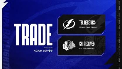 Lightning acquire forward Jack Pridham from Chicago | Tampa Bay Lightning