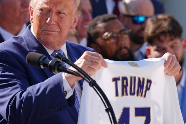 Trump fetes Dodgers at the White House again, saying the team is ‘one of the great brands’