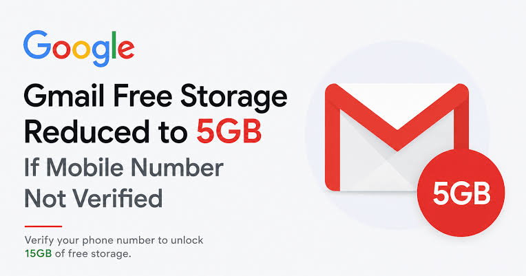 Only 5GB default free storage for new Gmail accounts with no linked phone number?