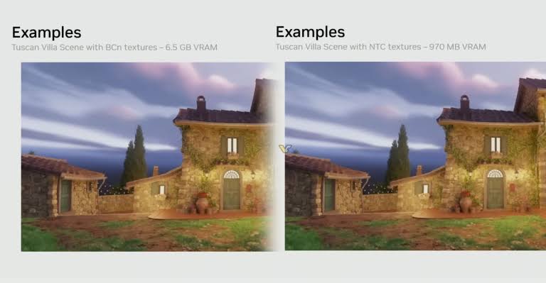 NVIDIA shows Neural Texture Compression cutting VRAM from 6.5GB to 970MB