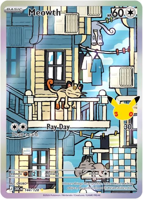 Meowth, Alolan Meowth, and Their Illustration Rares from "30th Celebration" Revealed!