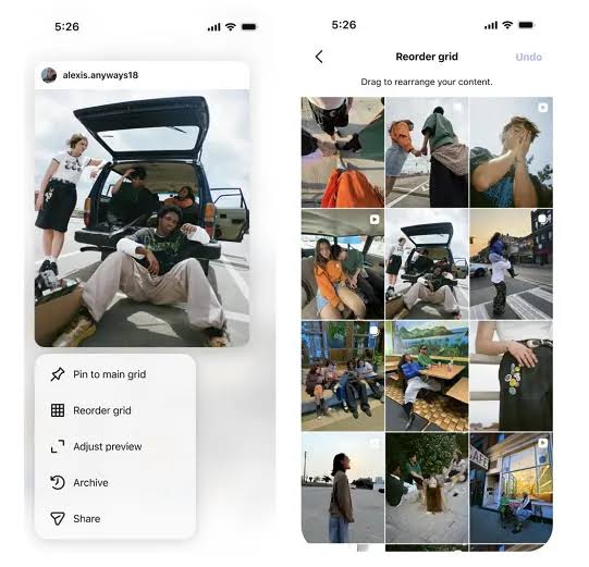 Instagram releases profile grid rearranging