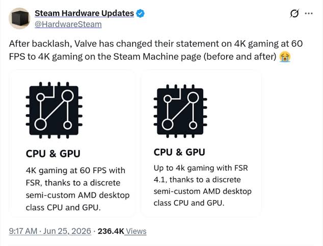 Valve Quietly Walks Back Steam Machine 4K 60 FPS Performance Claims