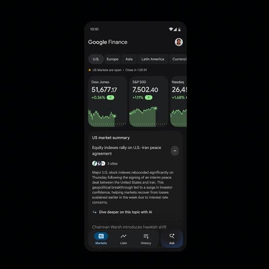 Google Finance has its own app now.