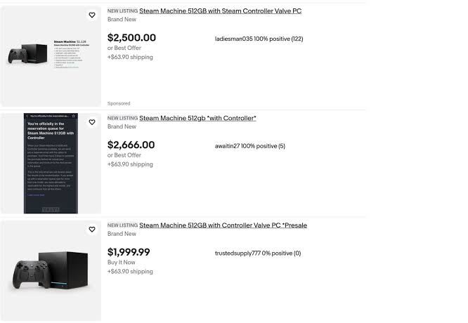 Scalpers List Steam Machine Reservations at $1,700+