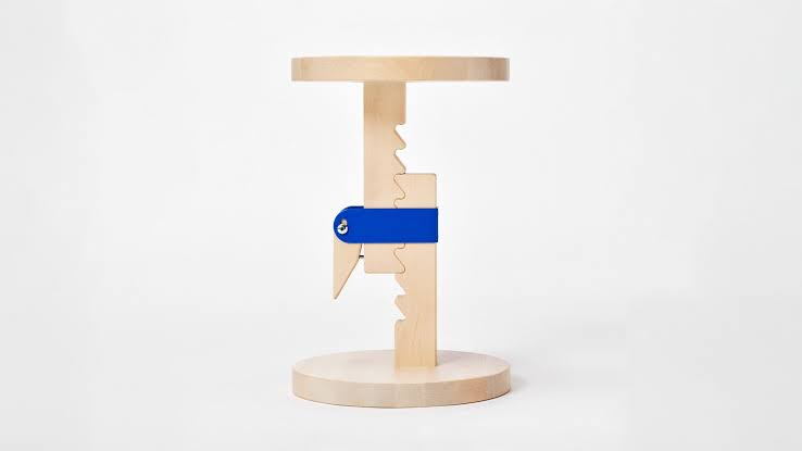 Woodworking clamps inform playful height-adjustable IKEA stool