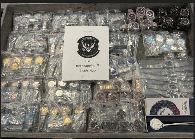 US customs officers in Indianapolis seize counterfeit watches from Hong Kong