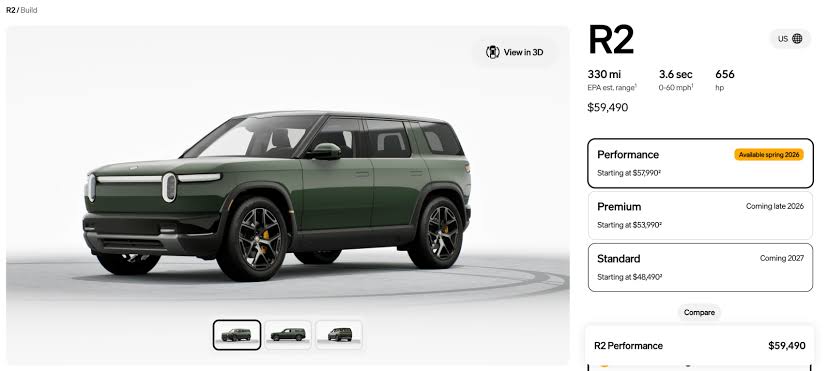 Rivian opens R2 configurator: here are all the options and pricing