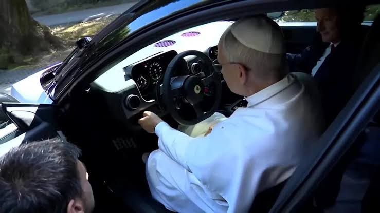 Pope Leo checks out Ferrari's first all-electric car
