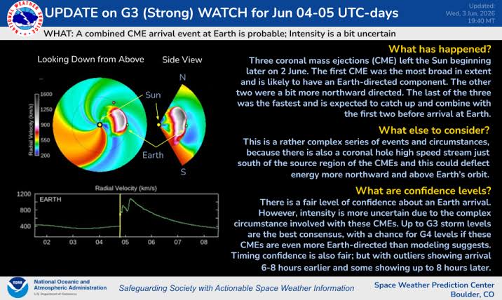 UPDATE on G3 Watch for 4-5 June UTC Days