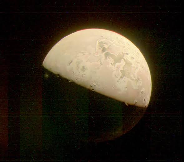 Jupiter's moon Io is the most volcanically active body in the solar system, with hundreds of active volcanoes that can shoot sulphur plumes more than 500 kilometres above its surface — a landscape so extreme that early Voyager scientists initially mistook the p
