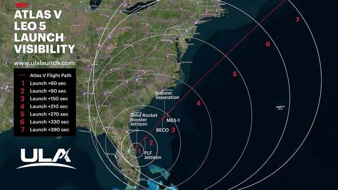 Florida rocket launch may be visible along East Coast states. See map