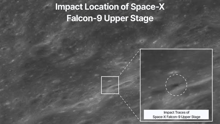 SpaceX rocket's impact crater on the moon spied by Korean lunar orbiter (photos)