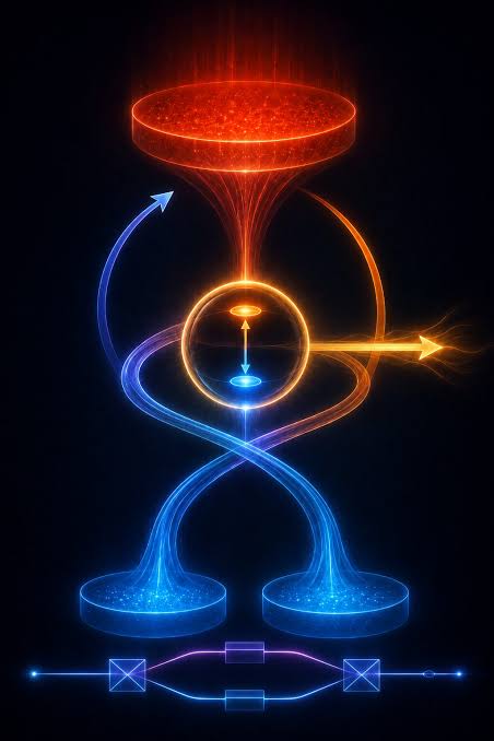 A quantum heat engine that simultaneously provides work and refrigeration